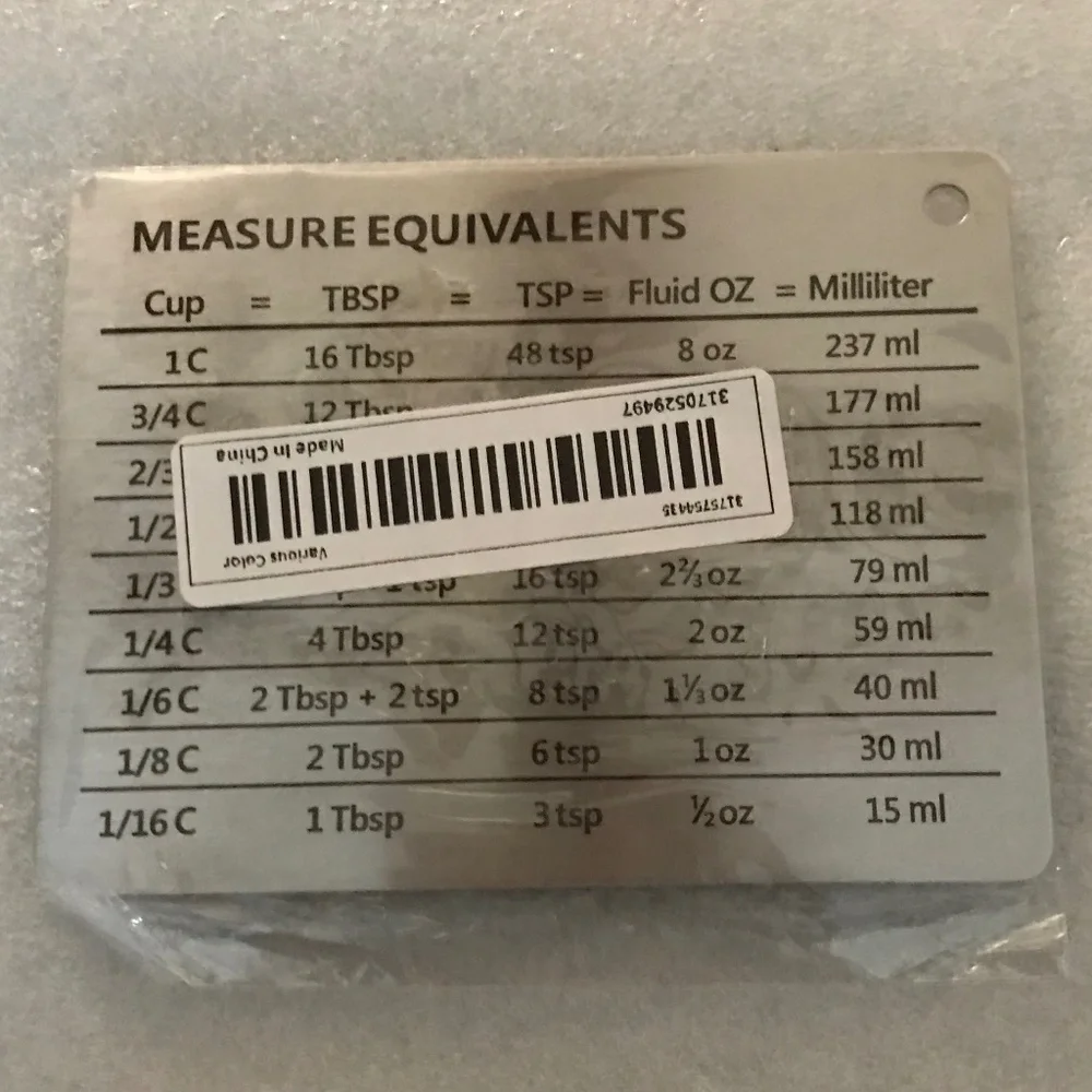 Stainless Steel Fridge Magnet, Common Unit Conversion Comparison Table